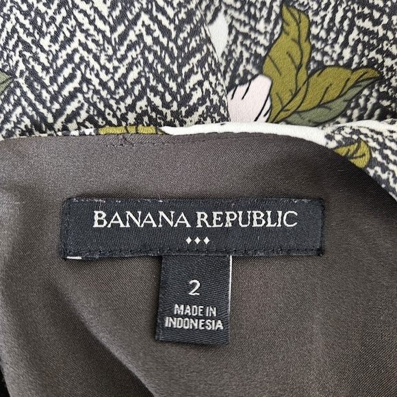 Banana Republic Fit Flare Dress Herringbone Floral Sleeveless Tie Belt A Line 2 - Picture 7 of 9